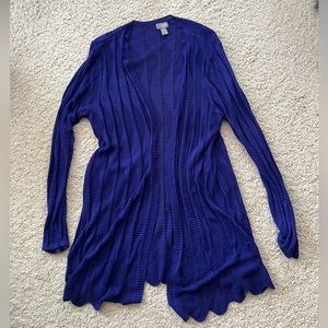 Chico’s travelers collection cardigan sweater knit pattern open purple- 2 large